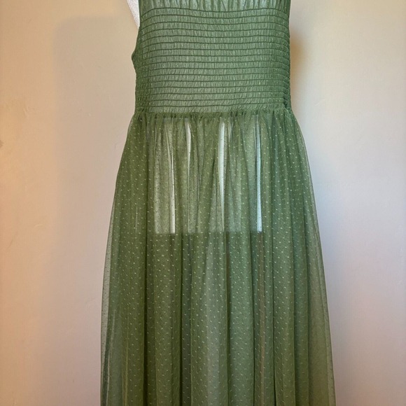 Free People Intimately Women's Large Can't Stop Won't Stop Green Mesh Slip Dress - Picture 5 of 13